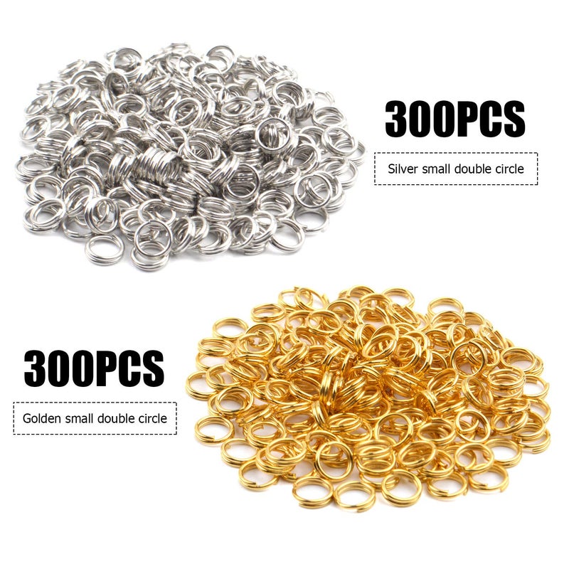 Aylifu 6mm Split Rings, 600 Pieces Small Split Key Rings Double Loop Jump Rings Connectors for DIY Jewelry Making - Silver and Gold - Image 2